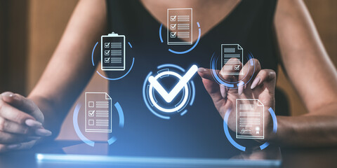 Digital Approval and Quality Control Concept.