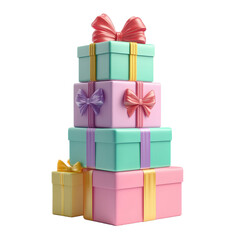 Fototapeta premium Stack of Pastel-Colored Presents with Bows