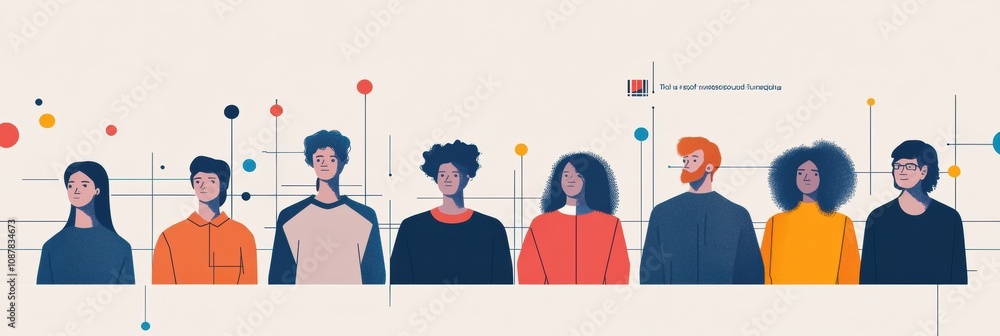 Fototapete Several individuals from various backgrounds are gathered, engaged and observing an abstract AI system at a technology exhibition. Generative AI