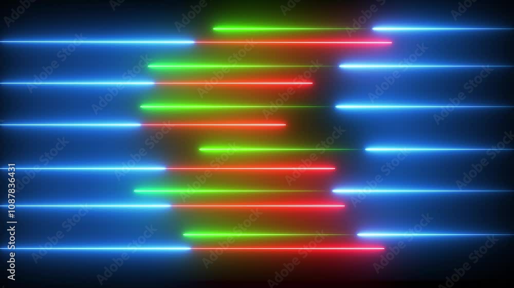 Aufkleber black background horizontal neon line left and right direction neon diagonal lines or glowing light 