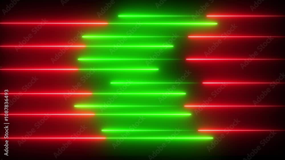 Aufkleber black background horizontal neon line left and right direction neon diagonal lines or glowing light 
