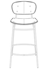 Hand-drawn bar chair and stool vector illustration. Editable line art design ideal for bar furniture, kitchen counters, and trendy seating options in modern interiors