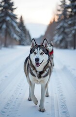 Fototapeta premium dogs in sleds