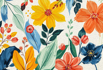 Botanical pattern for printing on wall decorations, covers. Artistic brush strokes.