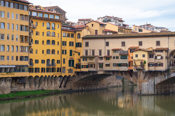 Florence, Italy - November 5, 2024: Florence cityscape and The Ponte Vecchio (Old Bridge).
