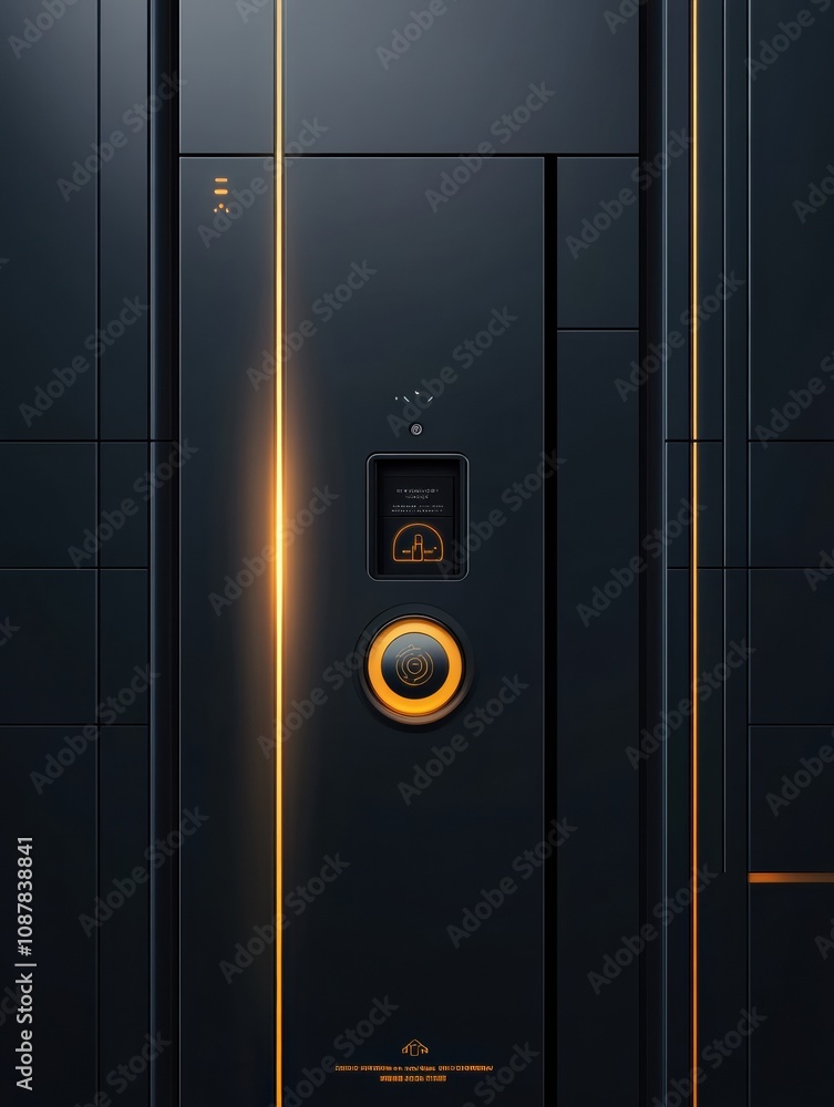 Leinwandbilder the entrance of a high-tech home showcases smart security features with cameras, motion sensors, and