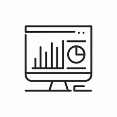 statistic chart on pc monitor icon sign vector