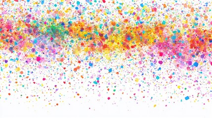 An abstract illustration showcasing a vibrant splash of colors in various shapes. Perfect for creative backgrounds or artistic projects.