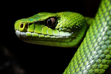 Obraz premium Year of the green wood snake portrayed in midjourney prompt for relevance in search results