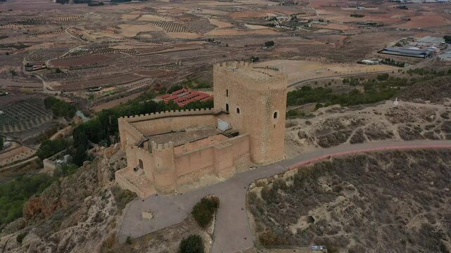 Aerial view of Jumilla Castle, Murcia, Spain