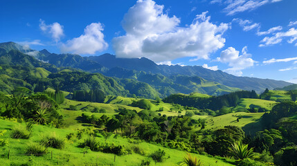 Fototapeta premium A Picturesque Vineyard with Rows of Grape Vines and Rolling Hills, Bathed in Golden Sunlight During the Harvest Season