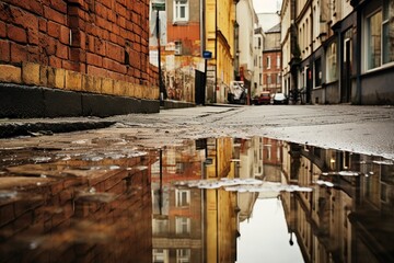 Rainy Puddle's Urban Reflections