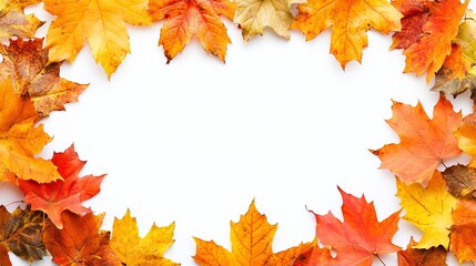 Fototapeta premium frame of colorful autumn leaves isolated on white background1