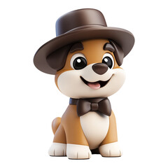 Fototapeta premium Dog with a Hat and Bow against transparent background for Stylish Pet Accessories