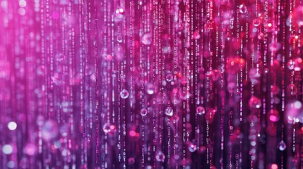 Pink Digital Rain: Abstract  Background of Falling Data Streams