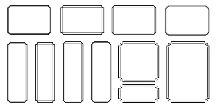 Set of simple line frames with double stroke. Vector borders and frames. Collection modern of vertical blank templates to decorate text.eps