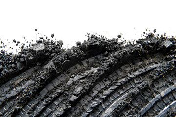 textured tire marks from a car driving through mud, slush, off-road, gravel, soil