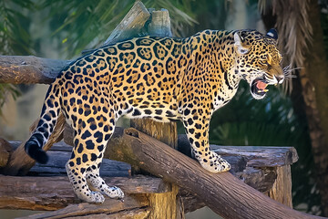 South American jaguar (Panthera onca). Tropical feline 