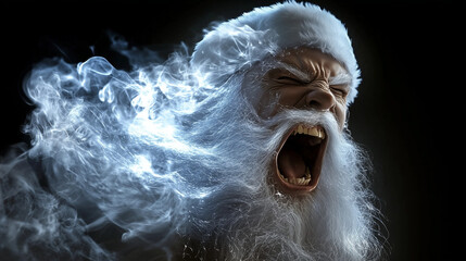 Shouting santa with icy energy