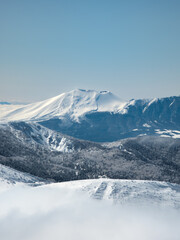 Fototapeta premium Volcano Mount Asama viewed from Yokoteyama in Nagano, Japan