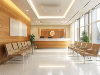 Fototapeta premium Modern Office Reception Area With Comfortable Seating