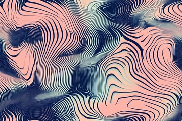 Abstract striped lines in pink and navy hues, seamless pattern