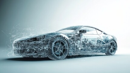 Fototapeta premium Futuristic Wireframe Sports Car Design