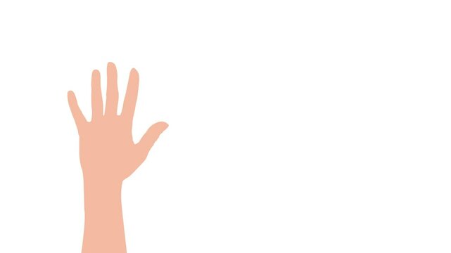 waving hands hi gesture animation on white background