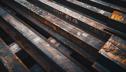 Black steel pipe for construction materials, steel, which is a group of construction steel products, 6 meters long, concept image or sample image of a steel product