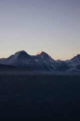 Alpine Mountain Peaks at Dusk in the Swiss Alps