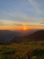 Sunset Over Swiss Alpine Landscape with Scenic Views