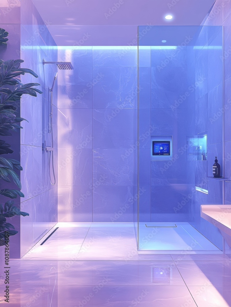 Aufkleber this luxurious bathroom features a smart shower system with touch panel controls for temperature and