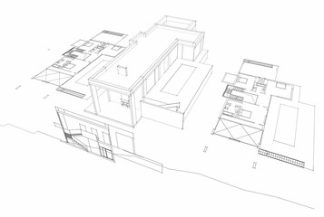 House building sketch architecture 3d rendering