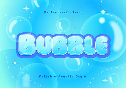 Blue and Aqua Bubble Font Glossy Cartoon Rounded Text Effect