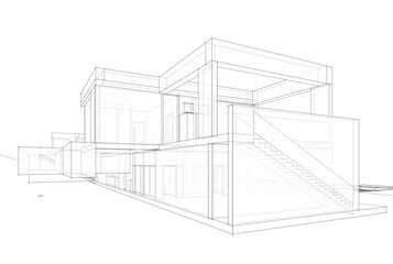 House building sketch architecture 3d rendering
