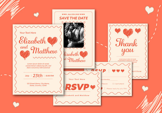 Romantic Vintage Wedding Invitation and RSVP Card Set