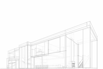 House building sketch architecture 3d rendering
