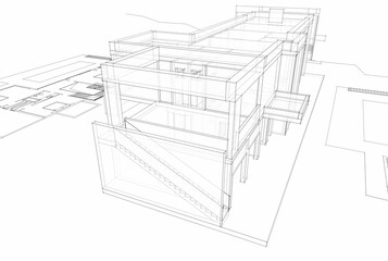 House building sketch architecture 3d rendering