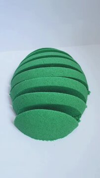 Anti stress satisfying asmr relaxing video of sandcutting and clay crushing.