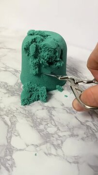 Anti stress satisfying asmr relaxing video of sandcutting and clay crushing.