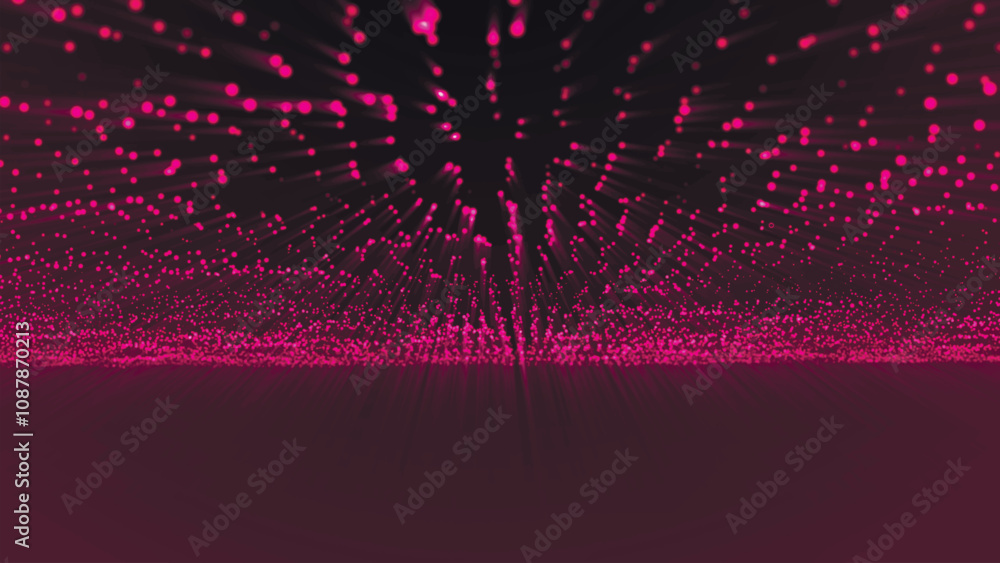 Poster abstract wave of glowing dots. dynamic wave of bright particles. futuristic background for presentat