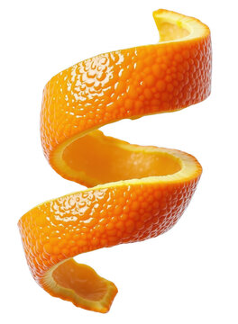 High-Quality PNG Transparent Image of Vibrant Orange Peel Spiral - Citrus Fruit Peel Art for Creative Projects, Food Illustrations, and Graphic Designs