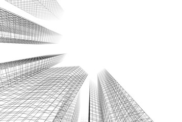 Fototapeta premium Sketch of a city 3d rendering