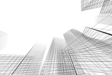 Fototapeta premium Sketch of a city 3d rendering