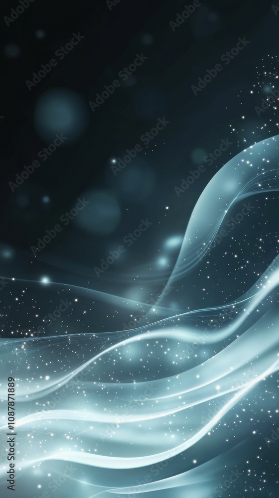 Poster a mesmerizing display of shimmering particles over a blue background creates a magical atmosphere