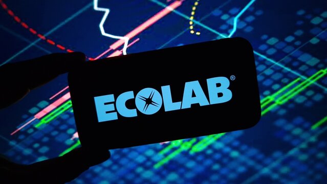 Konskie, Poland - November 18, 2024: Ecolab company logo displayed on mobile phone