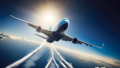 airplane in the sky with clouds