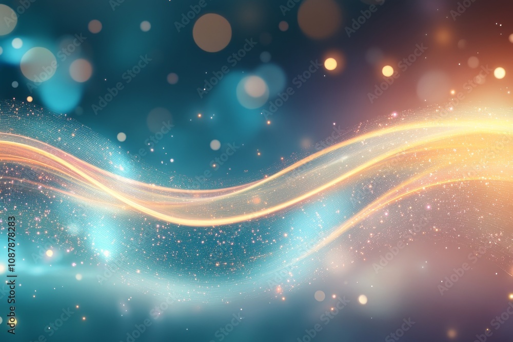 Poster colorful abstract waves with soft glows and sparkles create a dreamy atmosphere