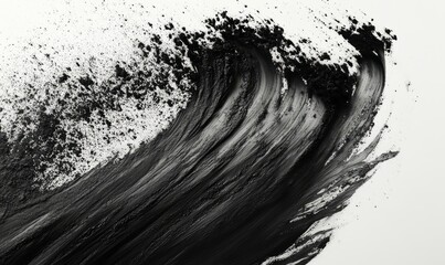 Bamboo charcoal powder swirling in the air, captured in high definition detail, emphasizing texture and movement