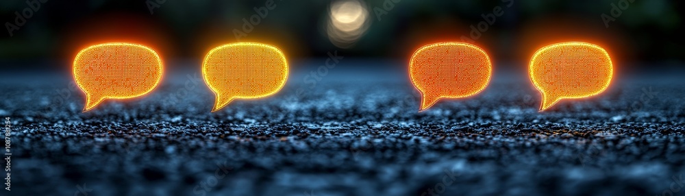 Aufkleber a series of glowing speech bubbles illuminate a dark surface, creating a striking visual effect that